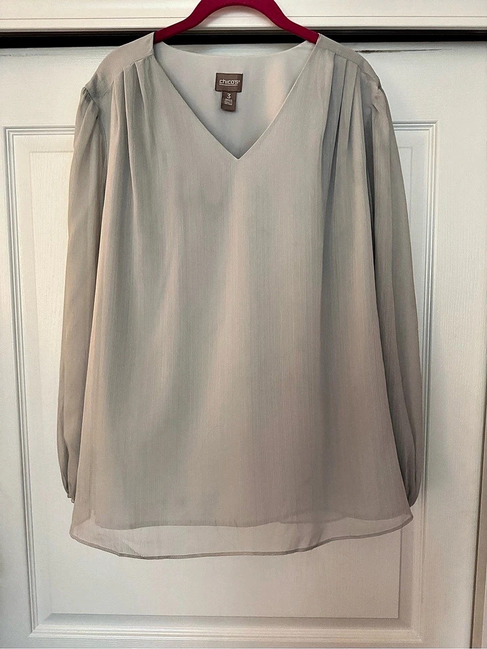 Chico's V-Neck Shimmery Silver Tunic